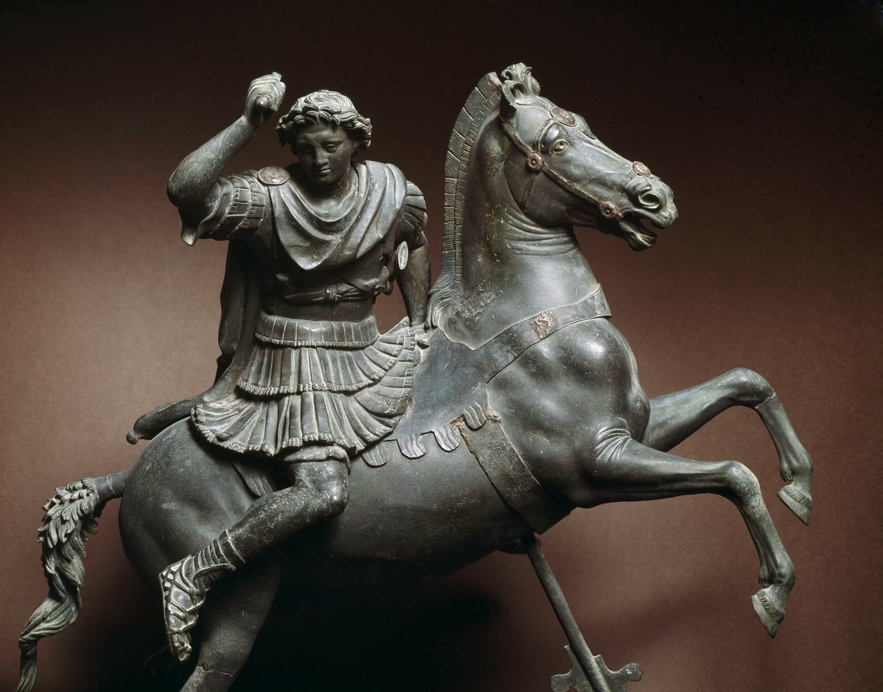 Aleksander Wielki (356-323 pne) na koniu Koń byłby Bucefałem. Rzeźba z brązu według oryginału Lysippe z Sicyone (395-305 pne) Neapol, Museo Archeologico Nazionale autorstwa Roman Roman