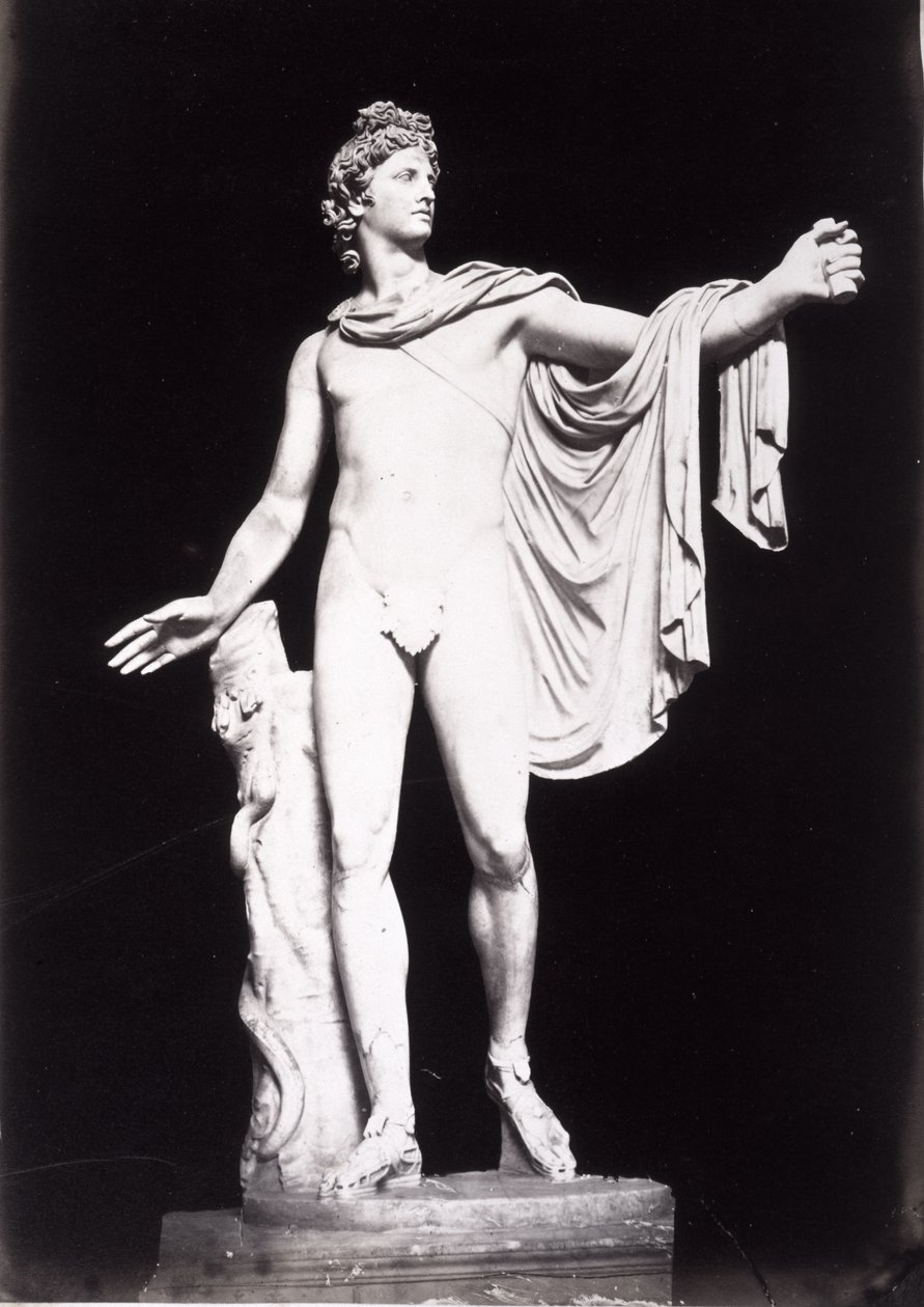 Apollo Belvedere, kopia greckiego oryginału z IV wieku p.n.e., przed usunięciem poprzednich uzupełnień (marmur) autorstwa Roman Roman