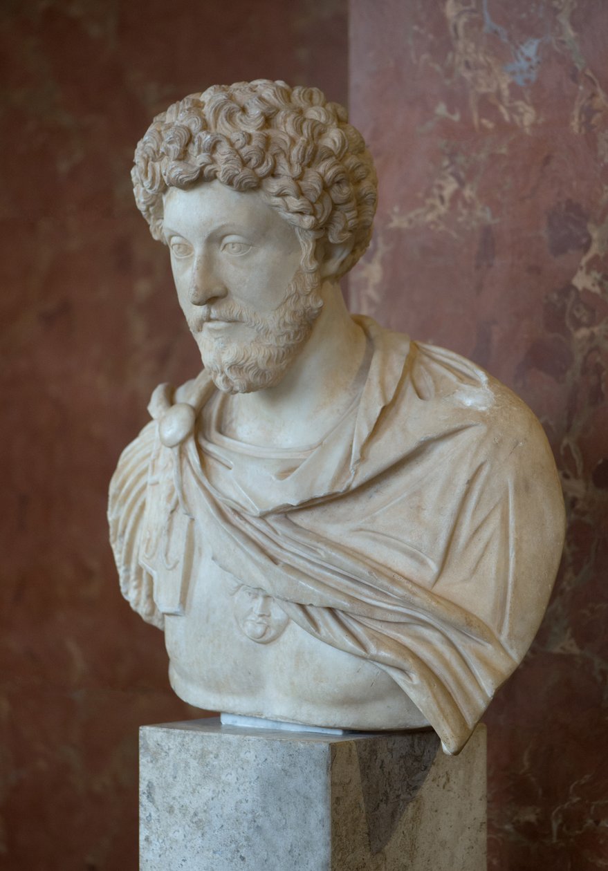 Art Rome Popiersie cesarza rzymskiego Marka Aurele (121 - 180 AD) marmur autorstwa Roman Roman