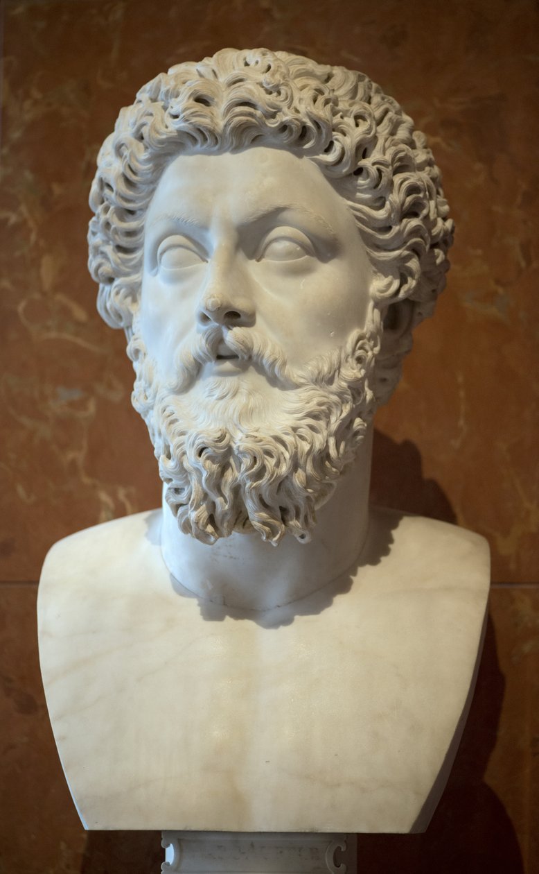 Art Rome Popiersie cesarza rzymskiego Marka Aurele (121 - 180 AD) marmur autorstwa Roman Roman