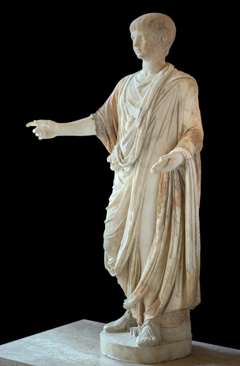 Art Rome Dziecko ubrane w togę i noszące bańkę (bulla), głowa to głowa dziecka Nero autorstwa Roman Roman