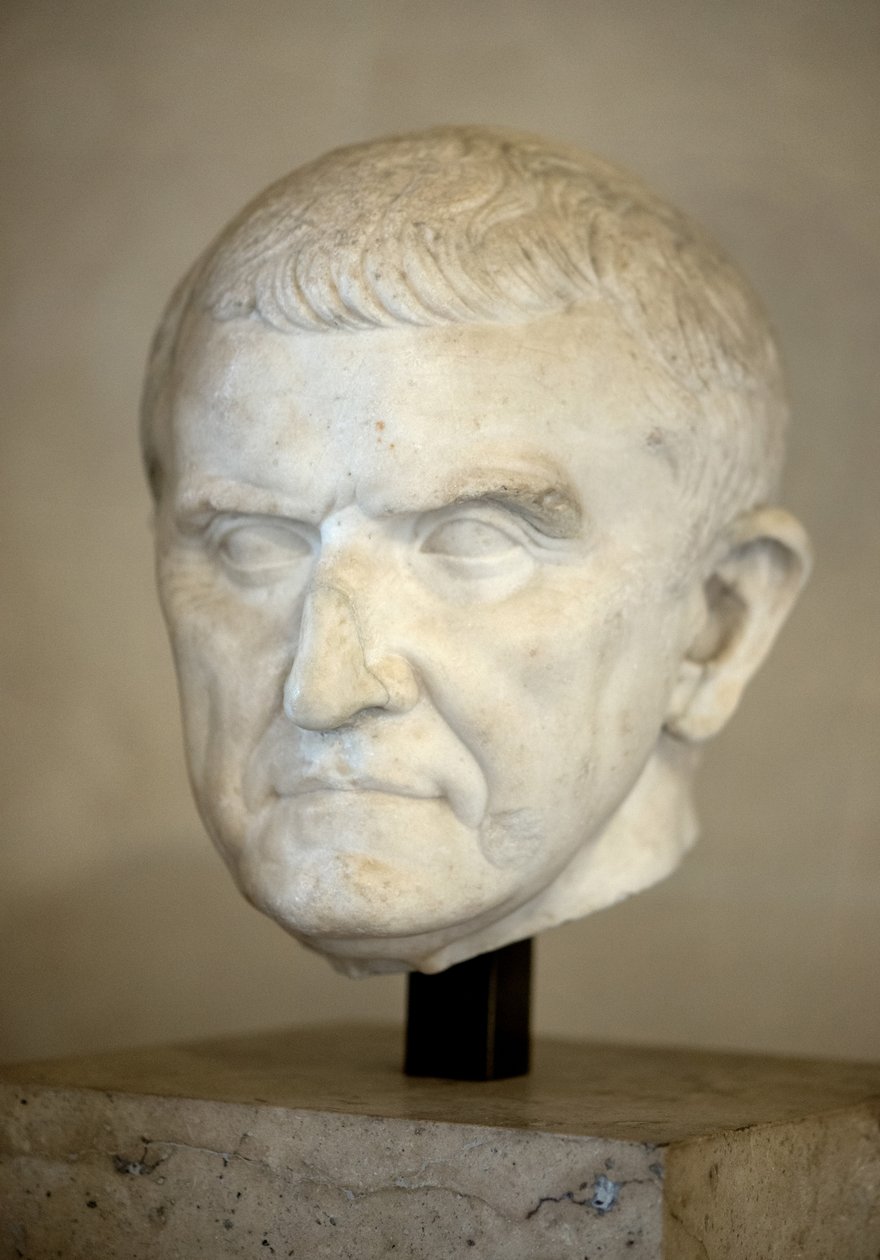 Sztuka Rzym Fragment posągu, portret nieznanego (marmur) autorstwa Roman Roman