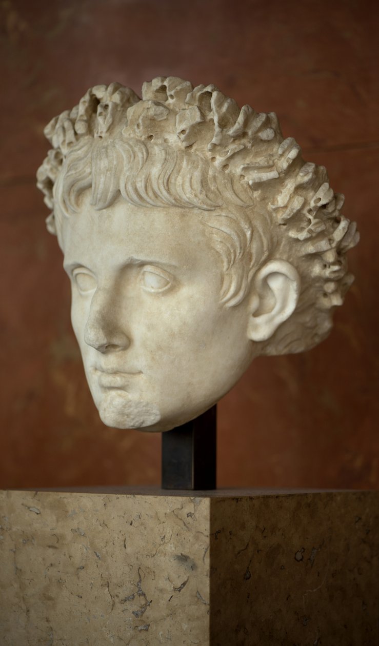 Sztuka Rzym Głowa cesarza Augusta (63 pne - 14 ne) marmur autorstwa Roman Roman