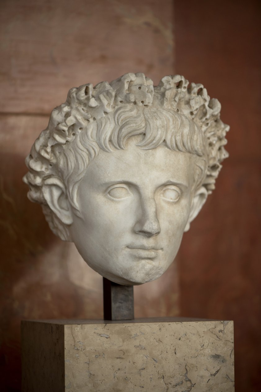 Sztuka Rzym Głowa cesarza Augusta (63 pne - 14 ne) marmur autorstwa Roman Roman