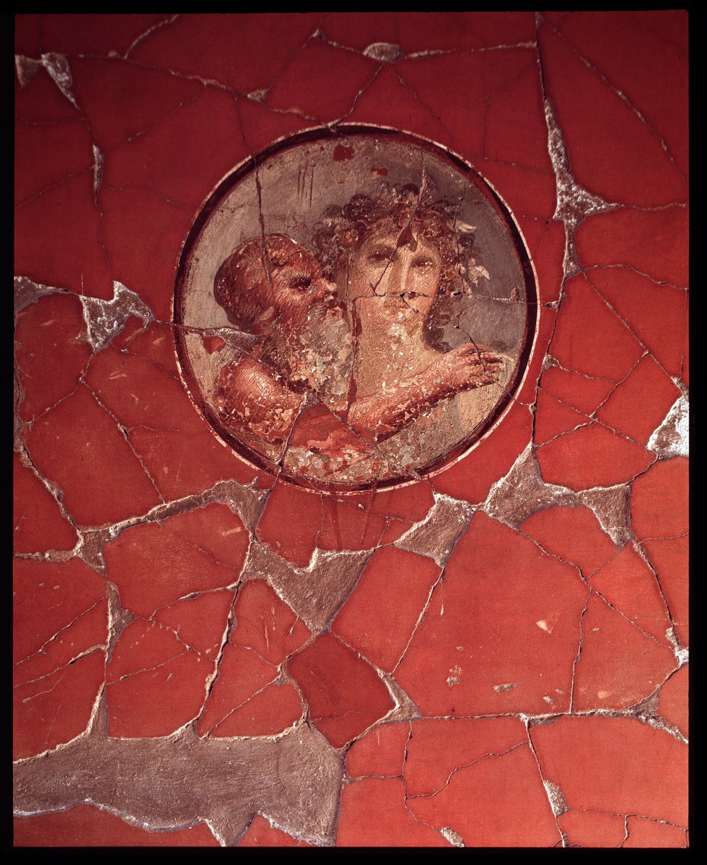 Bachus z satyrem. Mozaika ścienna z Casa del Bicentenario, V wiek pne-I wiek ne autorstwa Roman Roman