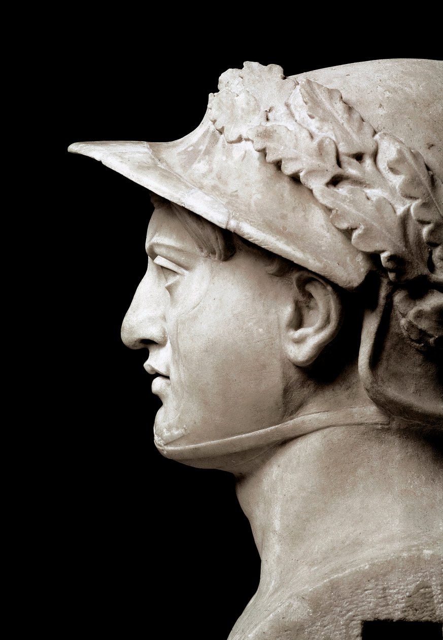 Popiersie Pyrrusa I (lub Pyrrusa) króla Epiru od 306 do 272 pne. Z Herkulanum (Herkulanum). Z oryginalnego 290 pne. Neapol, Narodowe Muzeum Archeologiczne - Popiersie Pyrrusa z Epiru (319-272 pne). Kopia rzymska po oryginale ok. 290 p.n.e. Marmur z Ercolan autorstwa Roman Roman