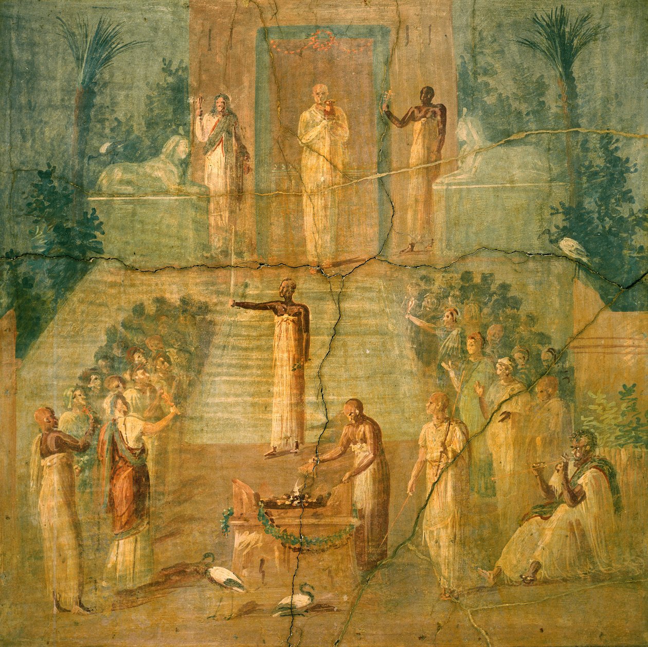Ceremonia kultu Izydy, z Pompejów (fresk) autorstwa Roman Roman