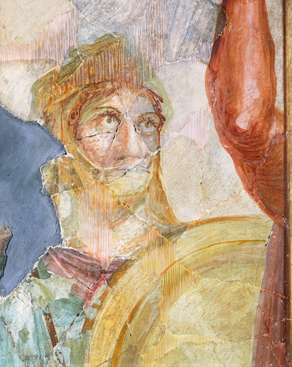 Fragment fresku Wesele Aleksandra (Ares) i Stateiry (Afrodyta), fresk w Regionie 6 West Island 39, Pompeje (Lista Światowego Dziedzictwa UNESCO autorstwa Roman Roman