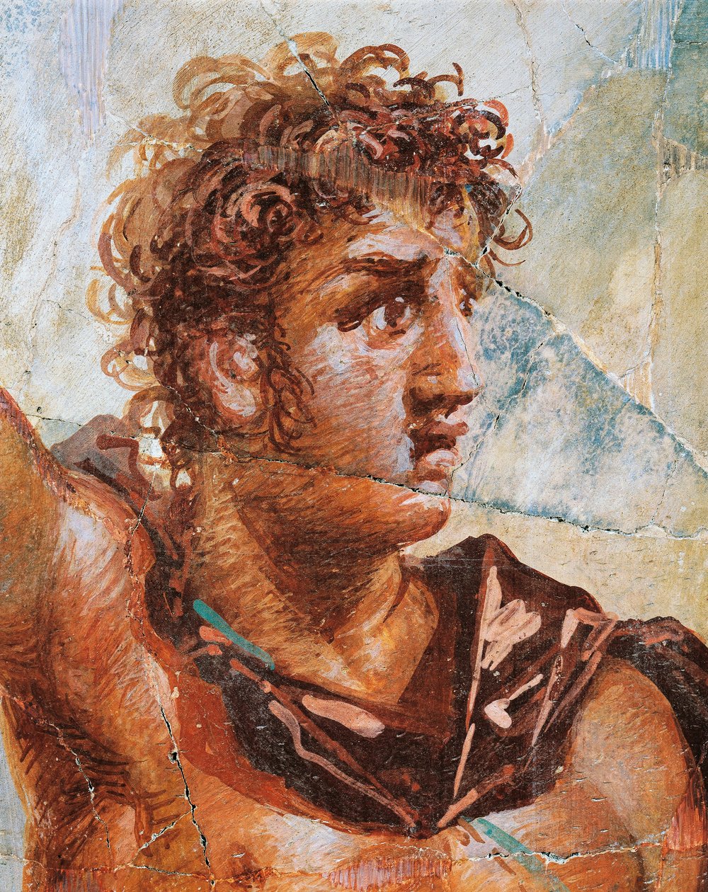 Fragment fresku przedstawiającego Aleksandra z Wesela Aleksandra (Ares) i Stateiry (Afrodyta), Regio 6 Insula Occidentalis 39, Pompeje (Lista Światowego Dziedzictwa UNESCO autorstwa Roman Roman