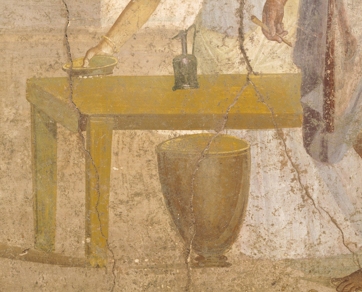 Fragment fresku przedstawiającego posiłek ofiarny, Dom Pozłacanych Kupidynów, Pompeje, Kampania, cywilizacja rzymska autorstwa Roman Roman