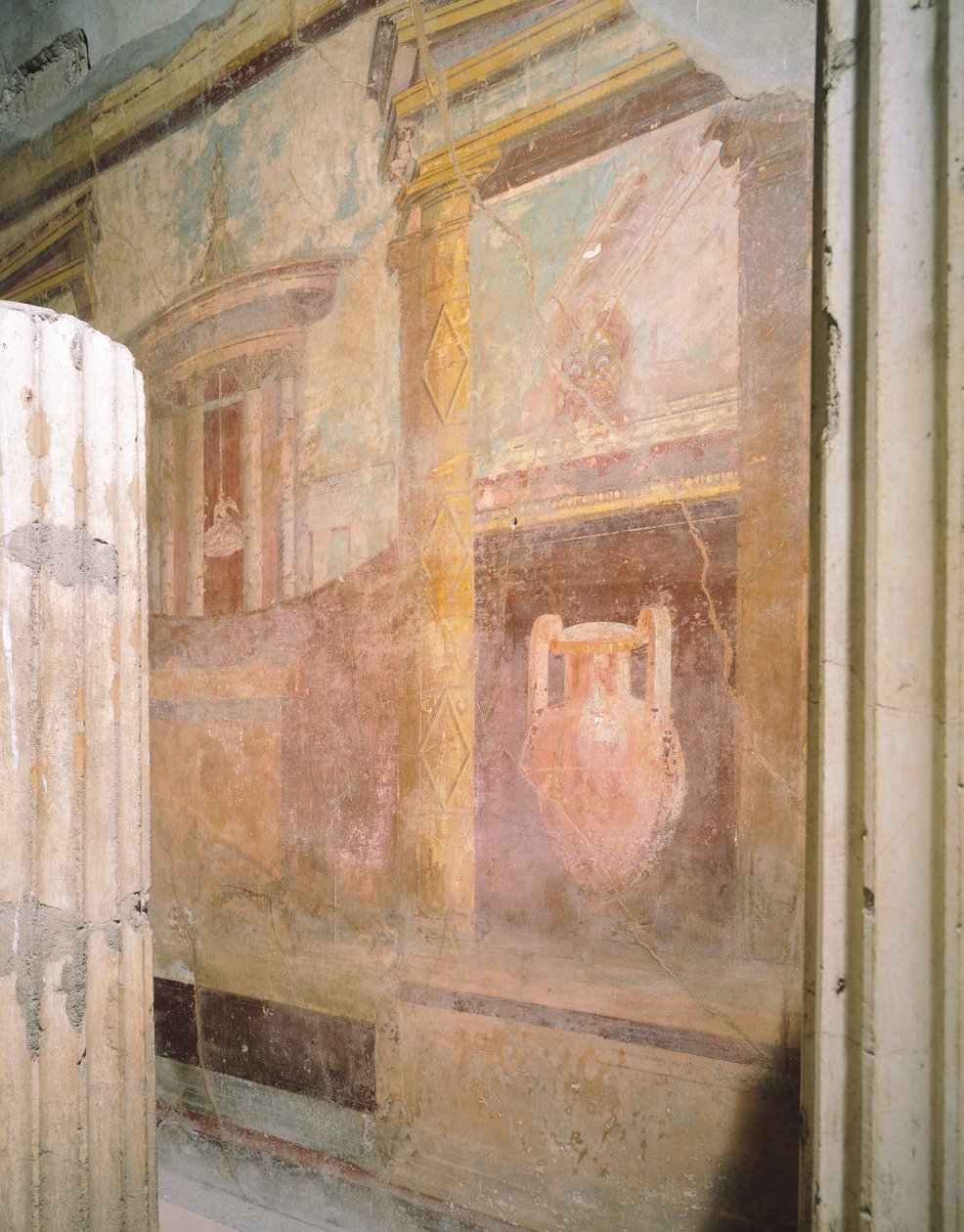 Fragment fresków w sali triclinium, Dom Labiryntu, Pompeje, Kampania, cywilizacja rzymska autorstwa Roman Roman