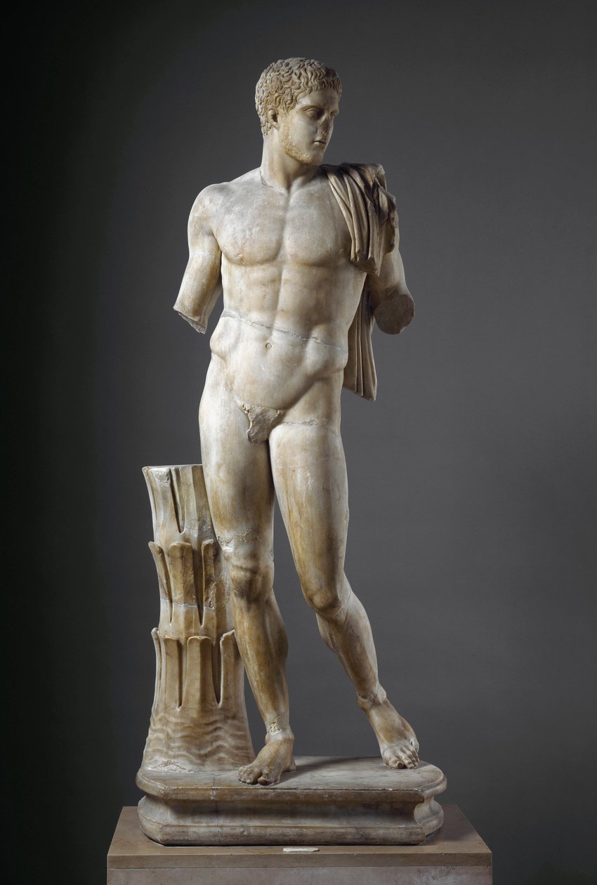 Rzymska rzeźba z marmuru Diomede według greckiego oryginału. Od Kumy. Wymiary 177 cm Narodowe Muzeum Archeologiczne, Neapol autorstwa Roman Roman