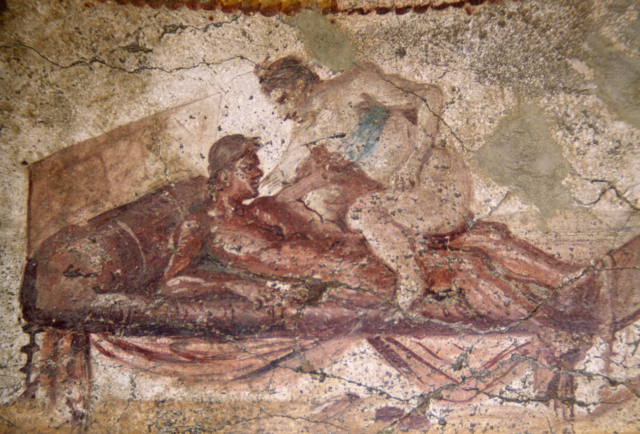 Fresk erotyczny z Lupanar w Pompejach (Lista Światowego Dziedzictwa UNESCO autorstwa Roman Roman