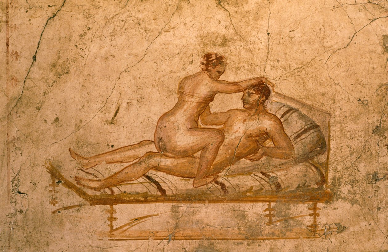 Erotyczny fresk z sześcianu Domu Vettii w Pompejach (Lista Światowego Dziedzictwa UNESCO). autorstwa Roman Roman