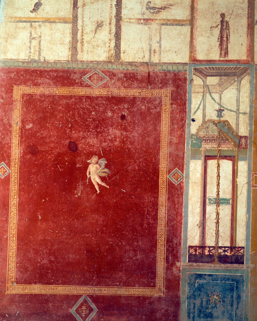 Fresk pompejański czwartego stylu, Dom Pinario Ceriale, Pompeje, Kampania, Cywilizacja rzymska autorstwa Roman Roman