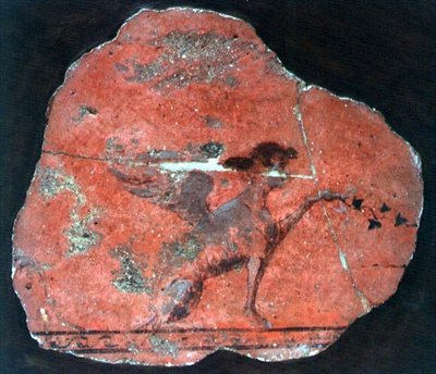 Fragment malowidła ściennego przedstawiającego sfinksa, Roman autorstwa Roman Roman