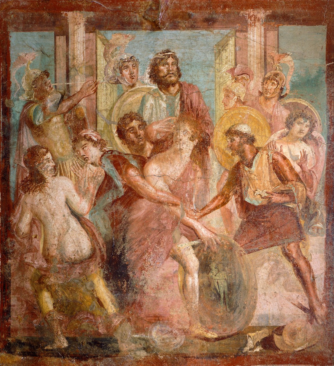 Fresk przedstawiający Achillesa i Sciro, z Pompejów, Kampanii, cywilizacji rzymskiej autorstwa Roman Roman