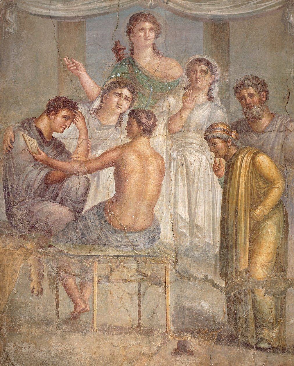 Fresk przedstawiający Admeta i Alkestisa, z Bazyliki w Herkulanum, Kampania, cywilizacja rzymska autorstwa Roman Roman
