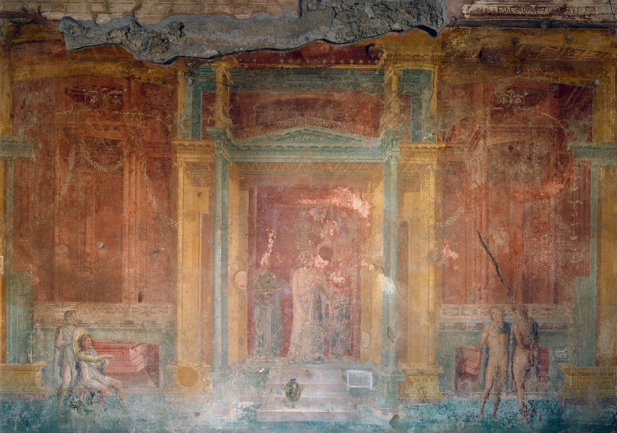 Fresk przedstawiający Ifigenię w Byku, Dom Pinarius Cerialis, Pompeje (Światowe Dziedzictwo UNESCO), Kampania, Włochy, cywilizacja rzymska autorstwa Roman Roman