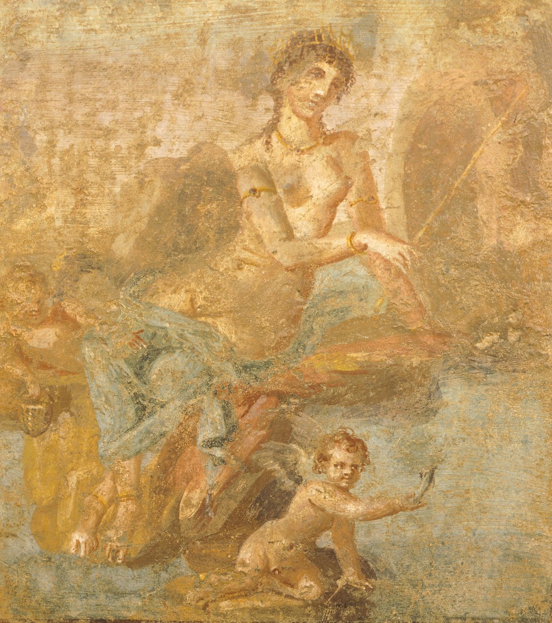 Fresk przedstawiający Orestesa, Piladesa i Ifigenię, z Domu Złotych Kupidynów, Pompeje, Kampania, cywilizacja rzymska autorstwa Roman Roman