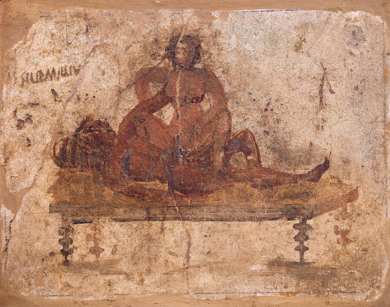 Fresk przedstawiający tematykę erotyczną, pochodzący z Pompejów we Włoszech autorstwa Roman Roman