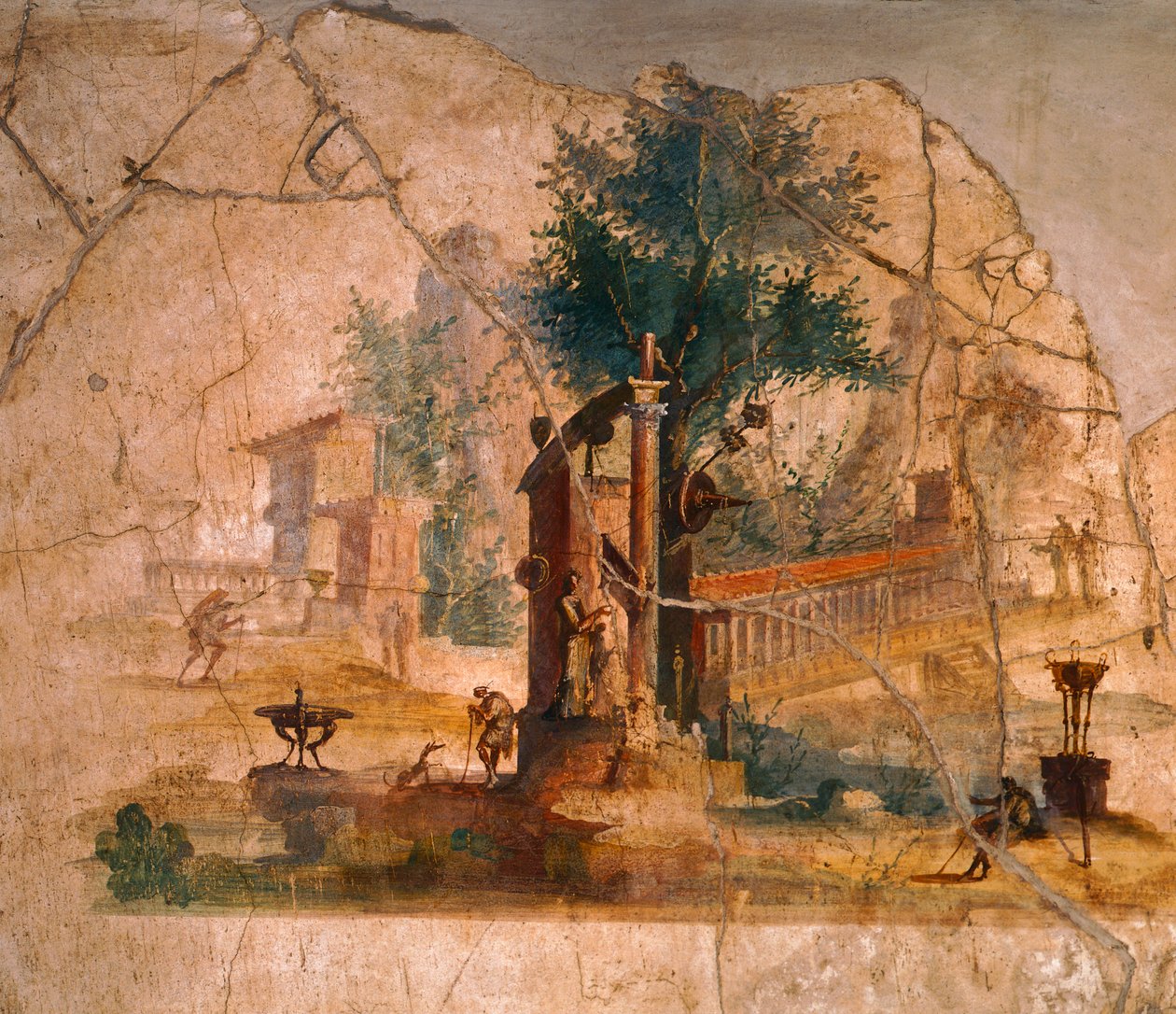 Fresk przedstawiający krajobraz z Willi Agryppy Postumusa w Pompejach (Lista Światowego Dziedzictwa UNESCO). autorstwa Roman Roman