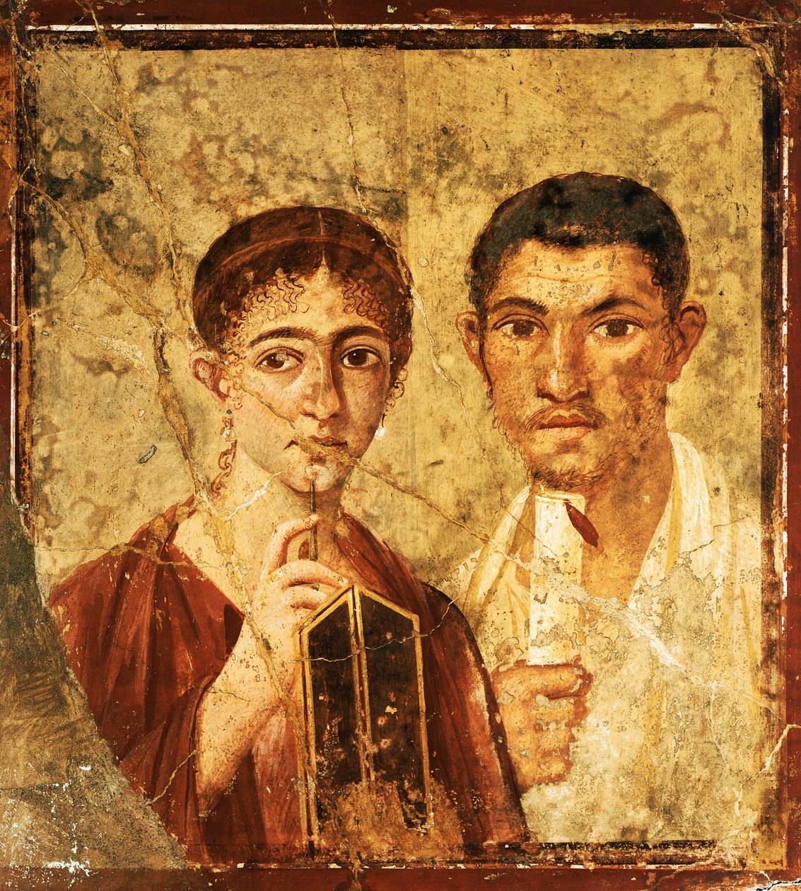 Fresk przedstawiający portret Paquio Proculo i jego żony, pochodzący z Pompejów (Lista Światowego Dziedzictwa UNESCO). autorstwa Roman Roman