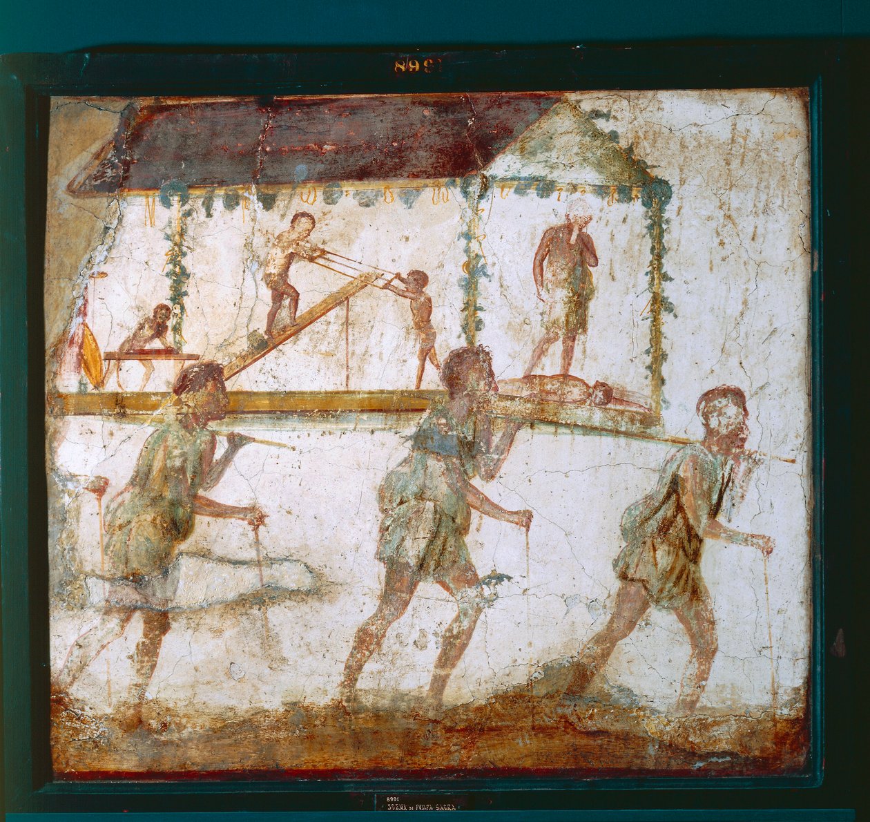 Fresk przedstawiający procesję stolarzy, Warsztat Stolarski w Pompejach autorstwa Roman Roman