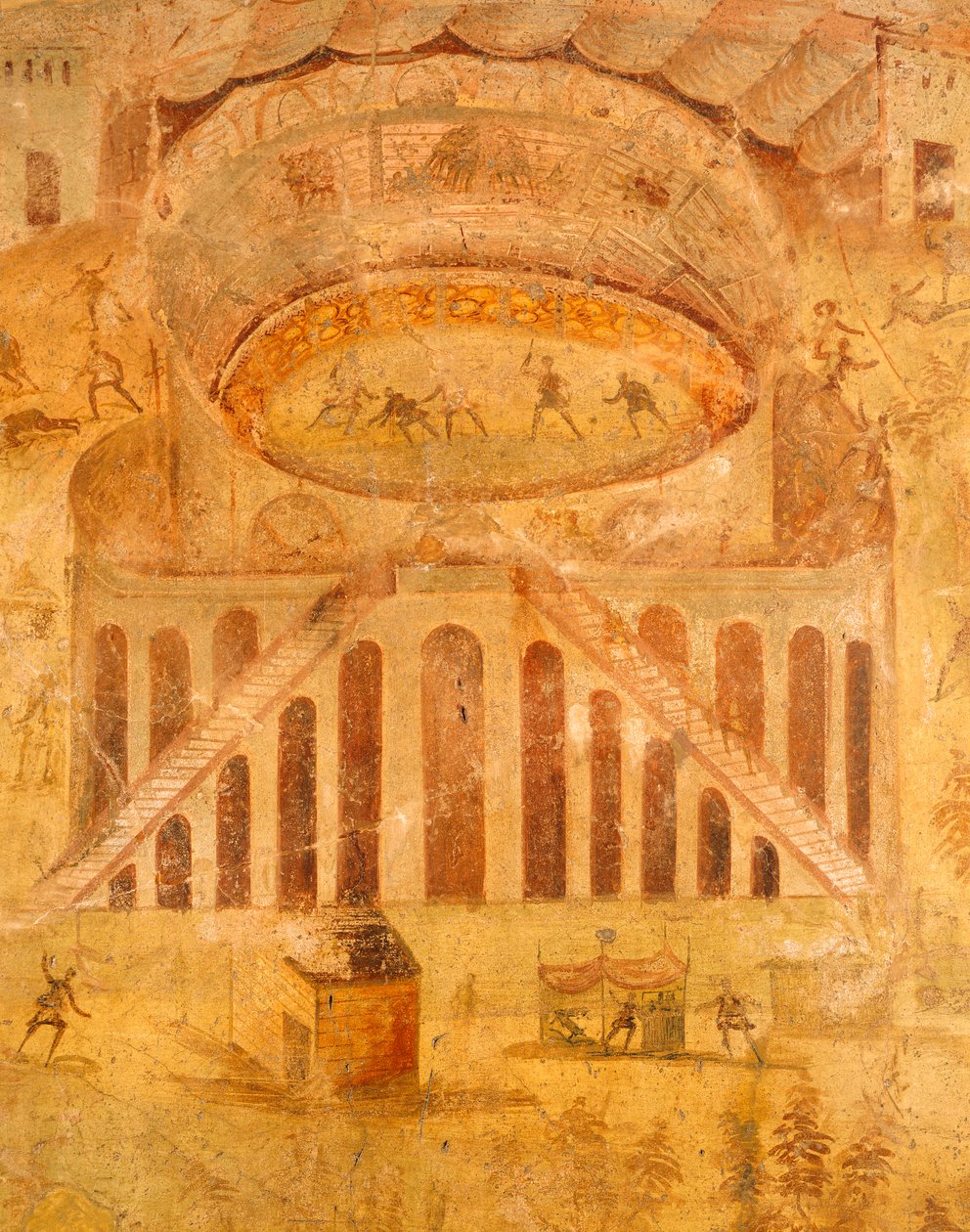 Fresk przedstawiający kłótnię Pompejusza i Noceriniego w amfiteatrze z Pompejów, Kampanii, cywilizacji rzymskiej autorstwa Roman Roman