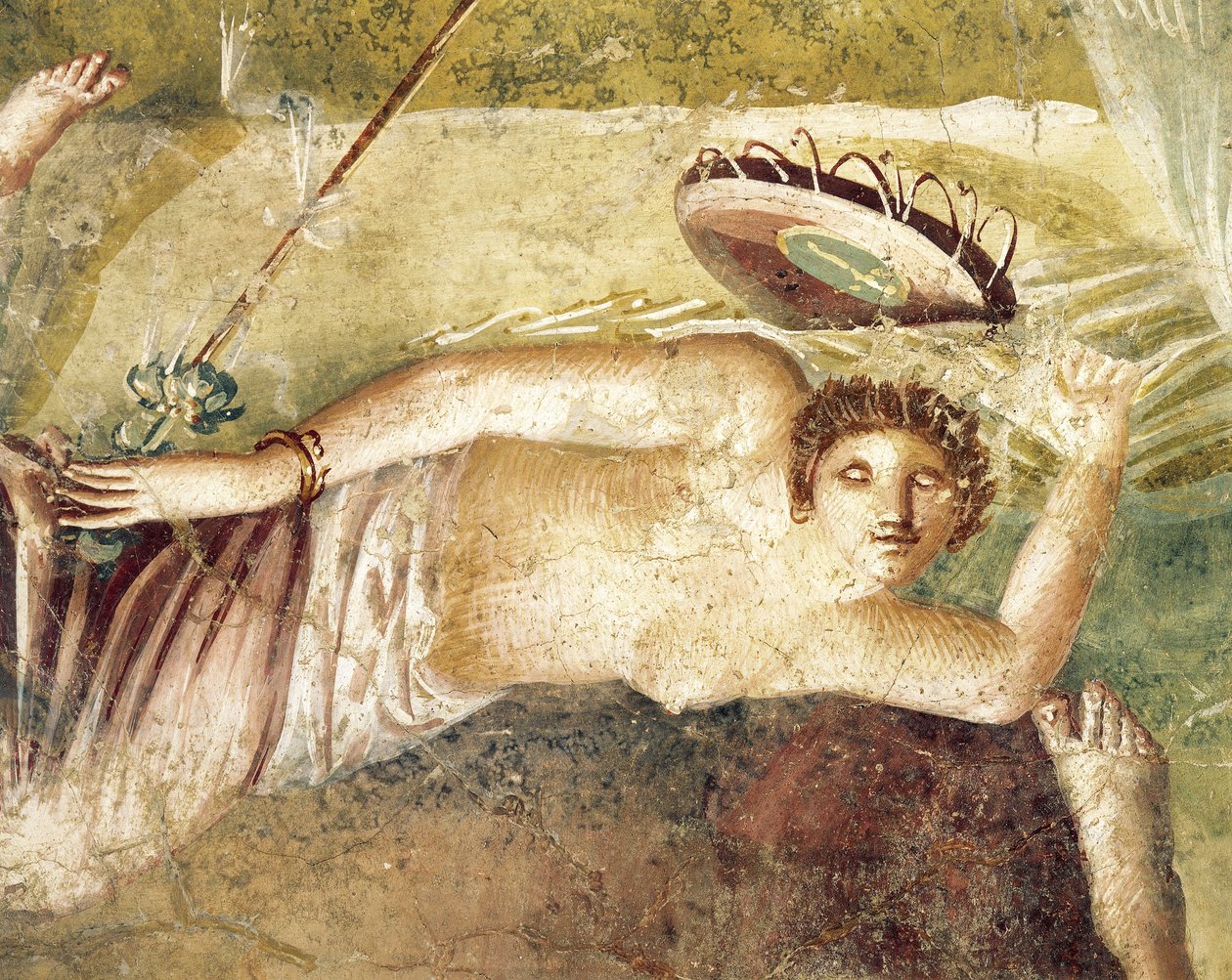 Fresk przedstawiający śpiącą menadę z Domu Citharist w Pompejach we Włoszech autorstwa Roman Roman