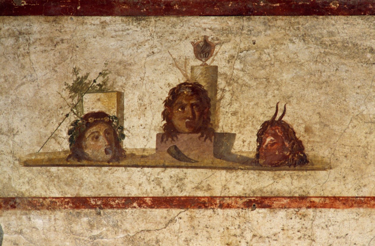 Fresk przedstawiający trzy głowy, Dom Gajusza Juliusza Polibiusza, Pompeje (Lista Światowego Dziedzictwa UNESCO autorstwa Roman Roman