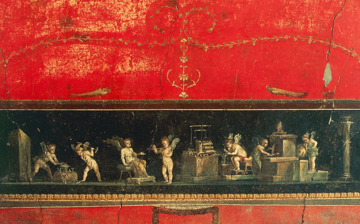 Fryz z amorkiem, Dom Vettii, Pompeje (Lista Światowego Dziedzictwa UNESCO autorstwa Roman Roman