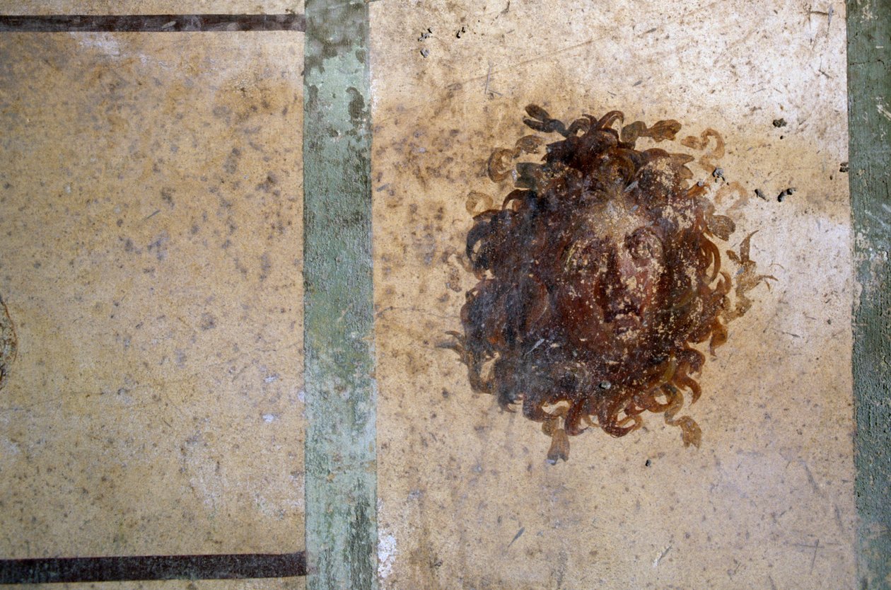Głowa Gorgony, fresk z Domu Gajusza Juliusza Polibiusza, Pompeje (Lista Światowego Dziedzictwa UNESCO autorstwa Roman Roman