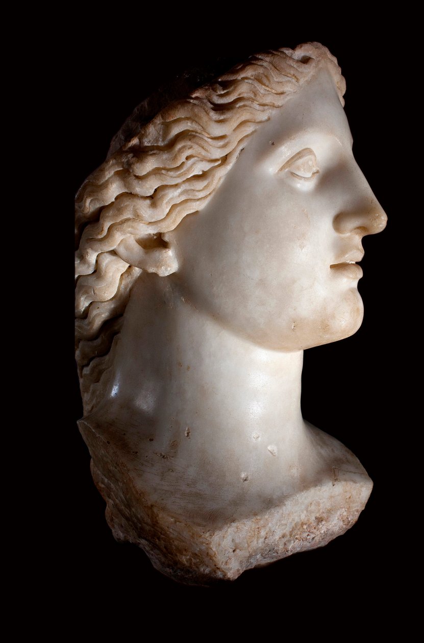 Głowa Bogini Junon - Rzeźba z białego marmuru, okres rzymski, Banasa (Maroko) - Musee d