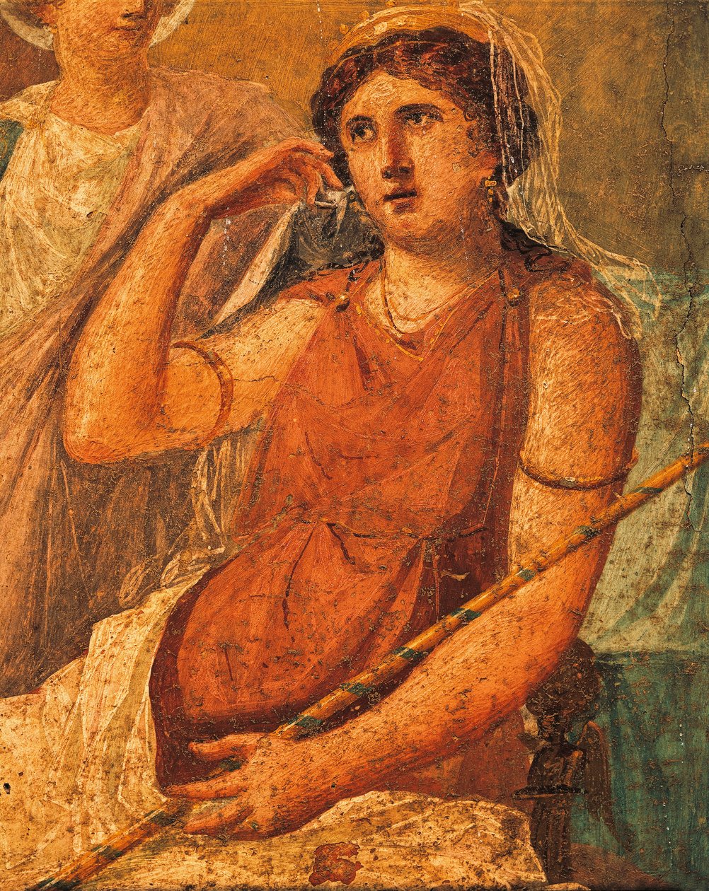 Hera, fragment fresku pt. Tortury Issone, Dom Vettii, Pompeje, Kampania, Cywilizacja Rzymska autorstwa Roman Roman