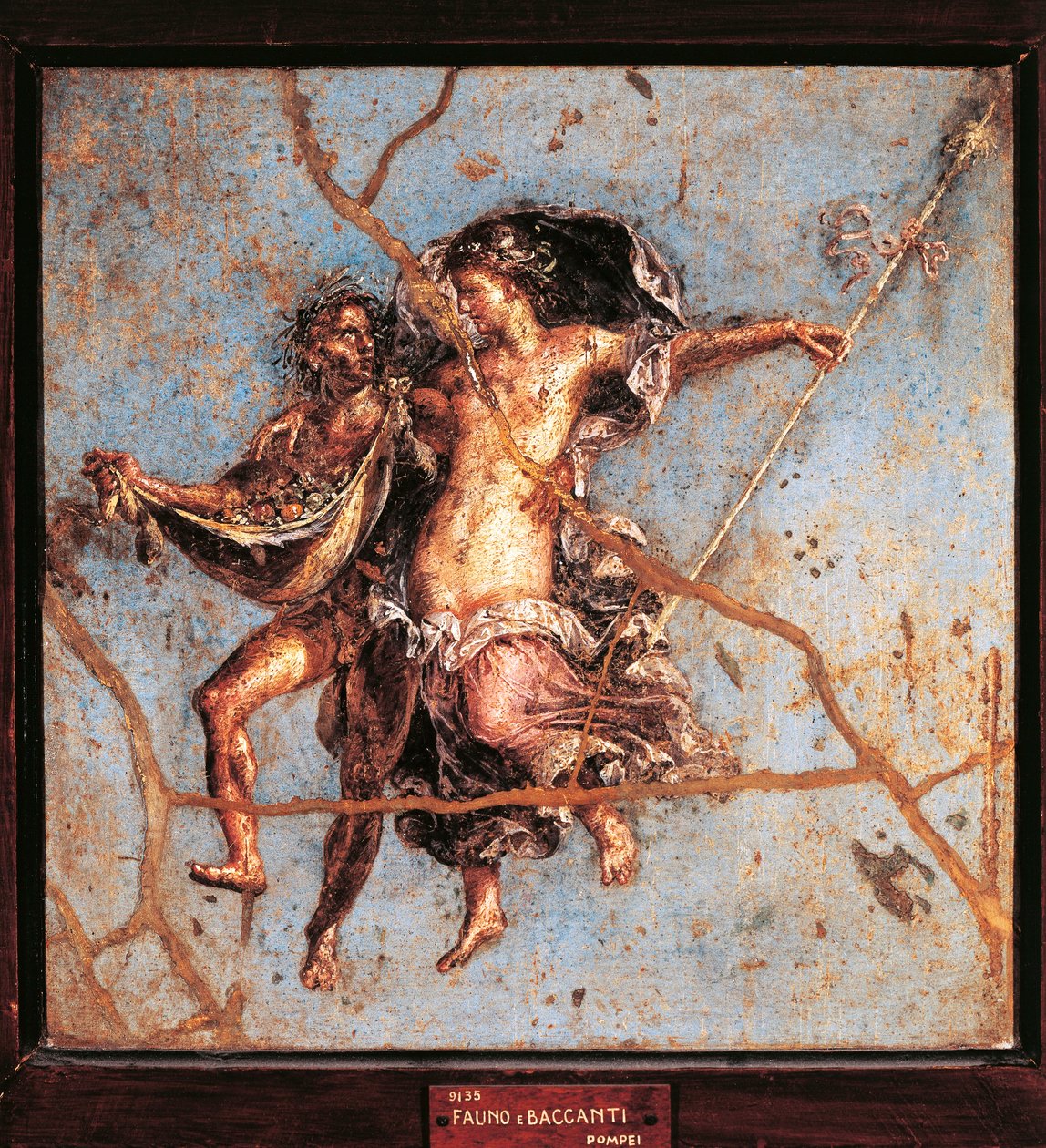 Włochy, Kampania, Pompeje, Faun i Maenada z Domu Dioscuri, fresk autorstwa Roman Roman