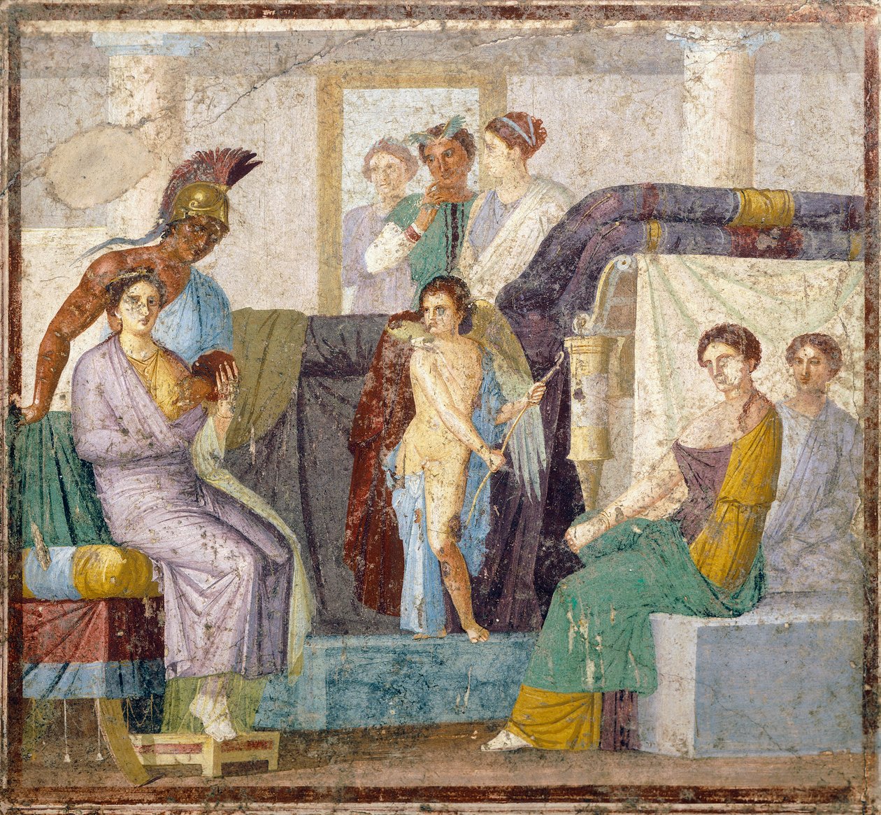 Małżeństwo Wenus i Marsa, malowidło ścienne tablinum z domu Marco Lucrezio Fronto, Pompeje, Kampania, cywilizacja rzymska autorstwa Roman Roman