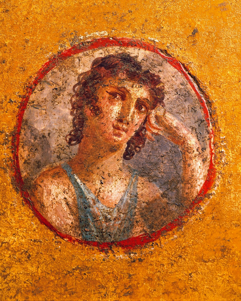 Medalion z portretem chłopca, fresk, z Casa degli Amorini Dorati (Dom Złotych Kupidynów) w Pompejach autorstwa Roman Roman