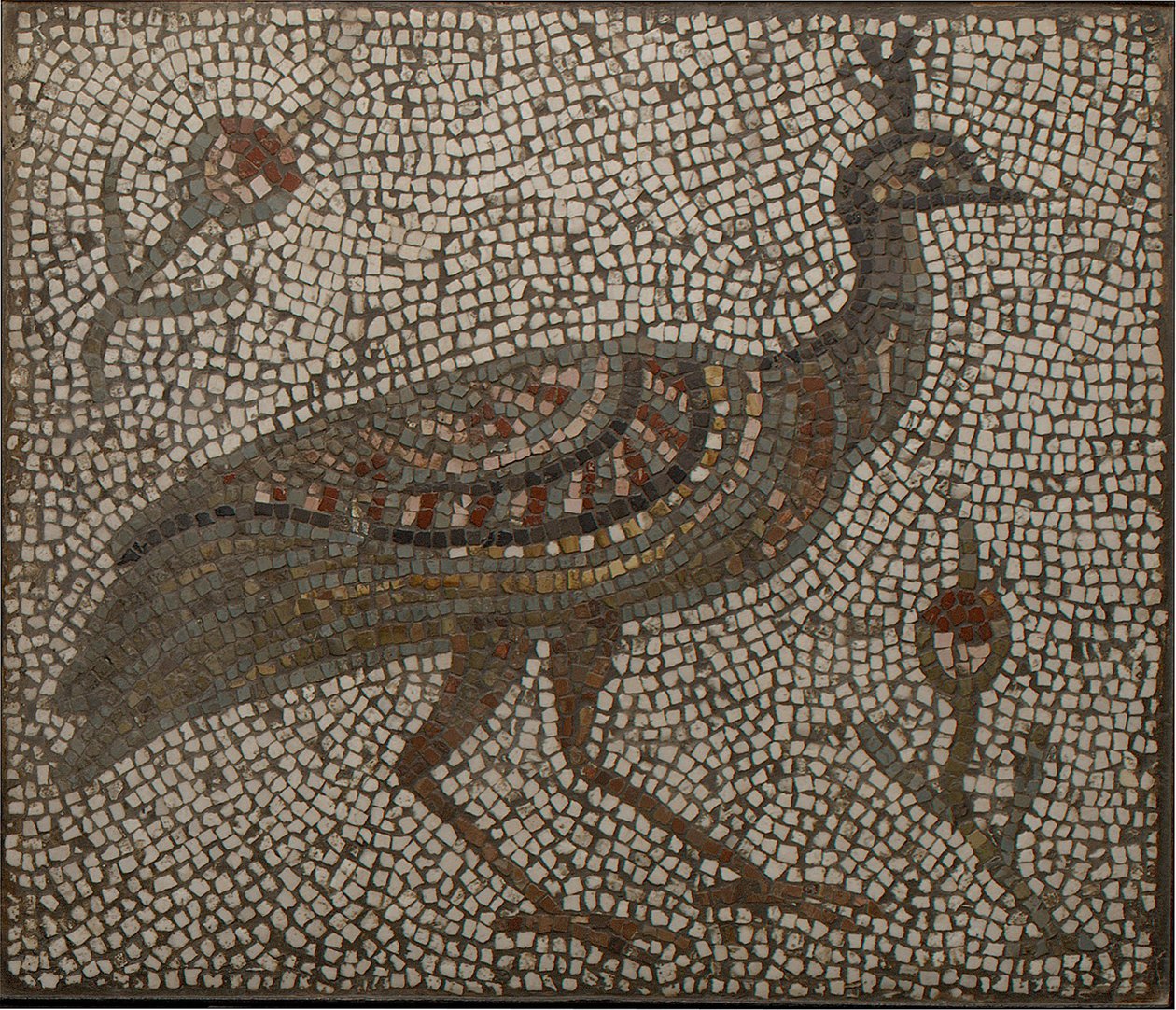 Mozaika z pawiem i kwiatami, III-IV w. (mozaika) autorstwa Roman Roman