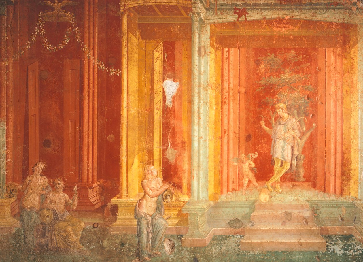 Mural przedstawiający Ifigenię w Byku, Dom Pinarius Cerialis, Pompeje, Kampania, Włochy autorstwa Roman Roman