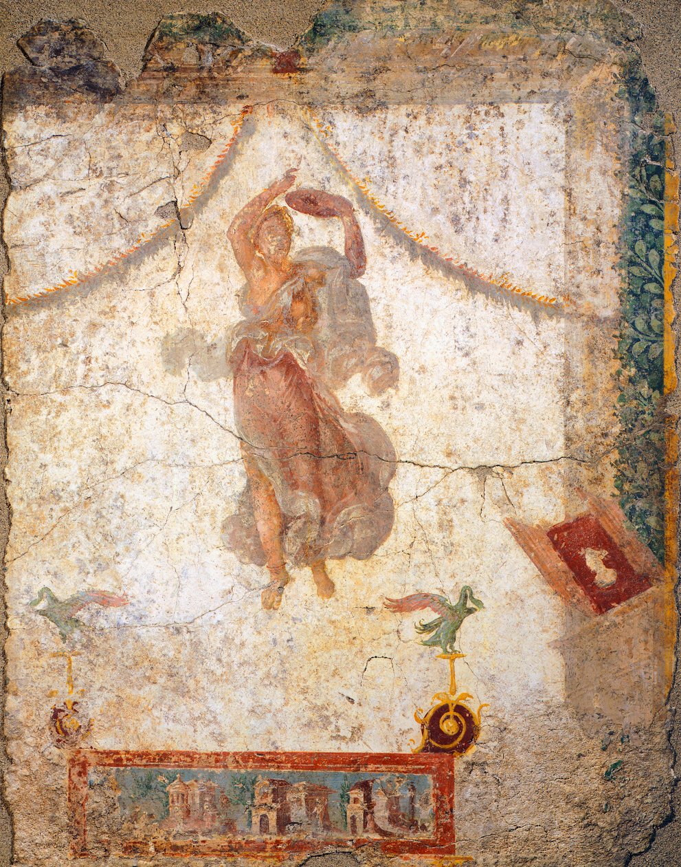 Malarstwo w IV stylu pompejańskim, przedstawiające latającą menadę z tamburynem autorstwa Roman Roman