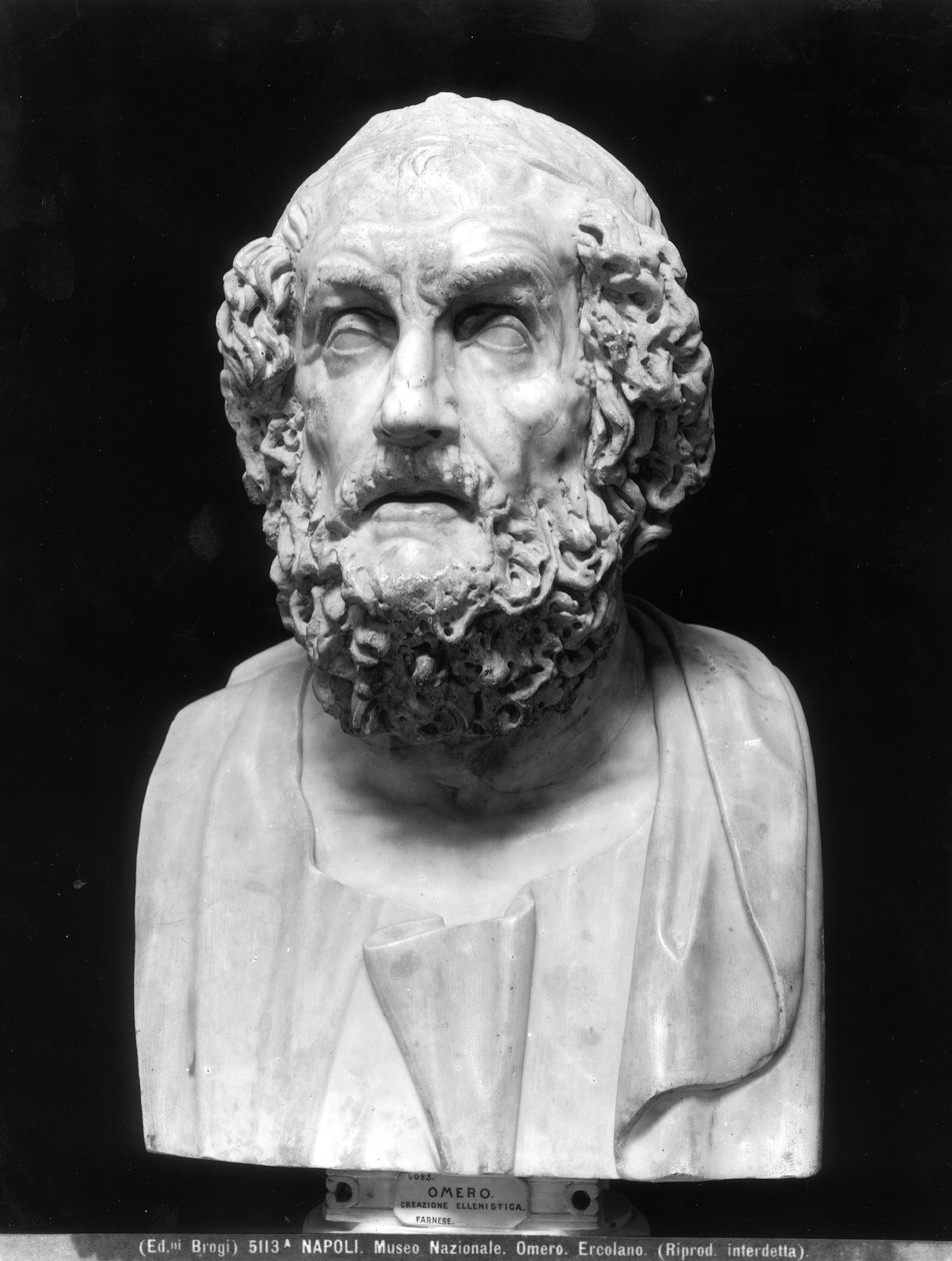 Popiersie portretowe Homera, kopia według greckiego oryginału hellenistycznego (marmur) (zdjęcie czarno-białe) autorstwa Roman Roman