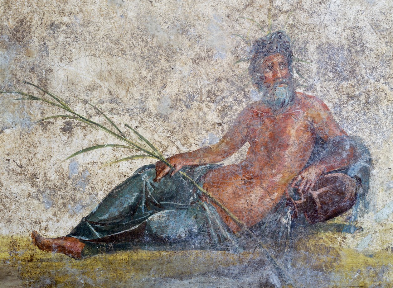 Bóg rzeki, fresk z Pompei, Kampania, Włochy, cywilizacja rzymska autorstwa Roman Roman