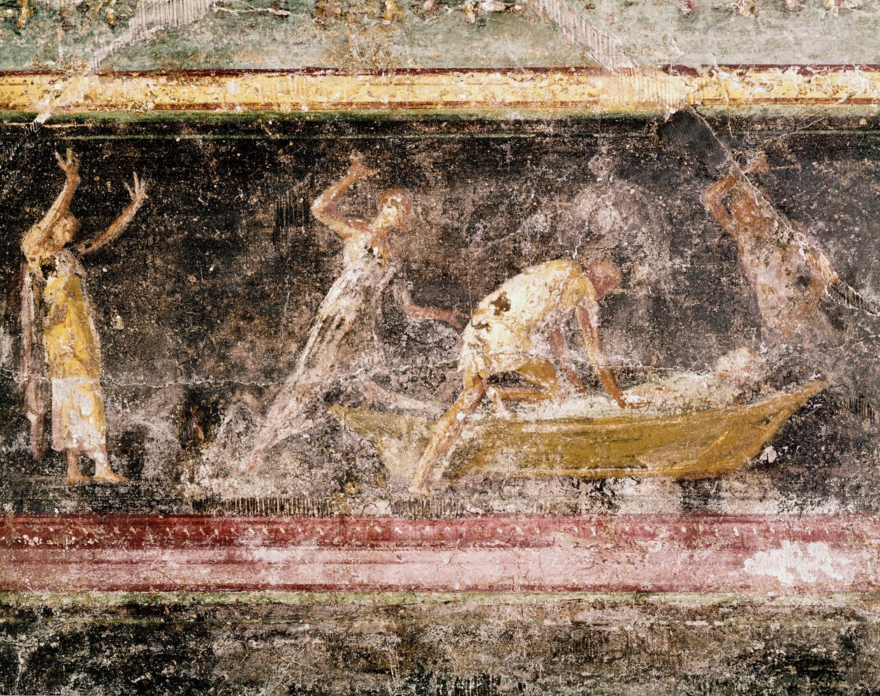 Sztuka rzymska: wyrok Bakenranefa (Bocchorisa) króla Egiptu - fragment fresku fryzu sali C, willa Farnesina (sztuka rzymska: wyrok króla Bocchorisa, z fryzu sali C, Villa farnesina) Rzym museo nazionale romano autorstwa Roman Roman