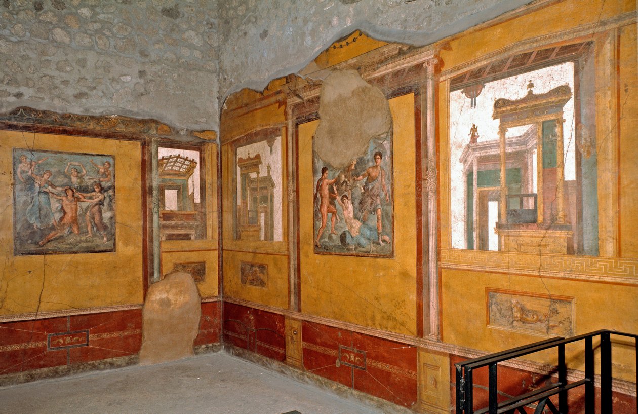 Sztuka rzymska: widok żółtej sali Domu braci Vettii, Casa dei Vettii) autorstwa Roman Roman