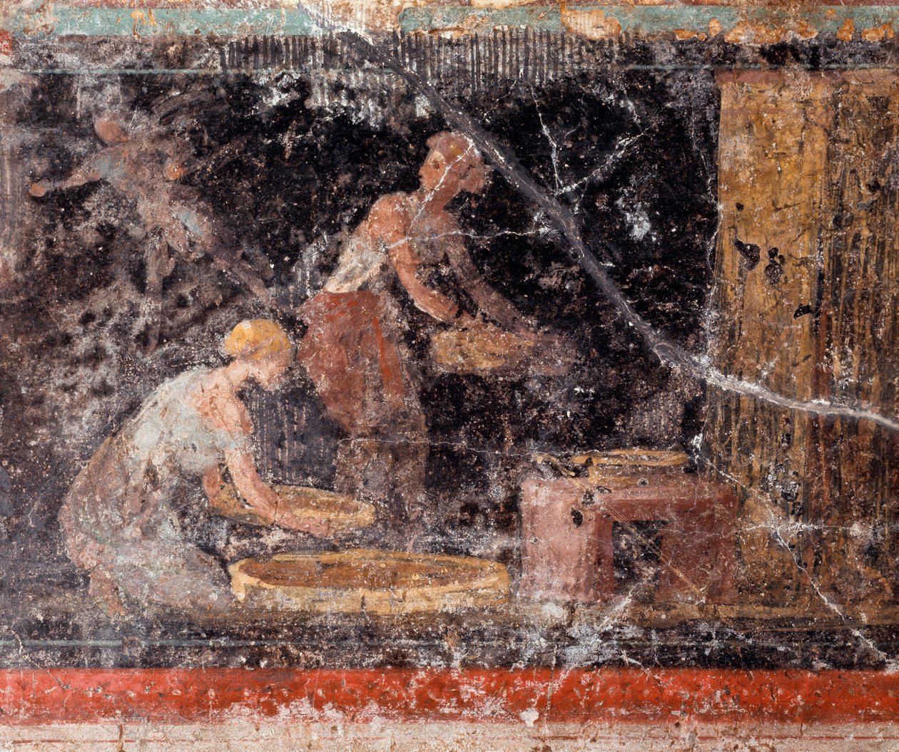 Sztuka rzymska: kobiety odrabiające lekcje, z fryzu sali C, Villa Farnesina (Sztuka rzymska: kobiety odrabiające lekcje, z fryzu sali C, Villa farnesina) Rzym museo nazionale romano autorstwa Roman Roman