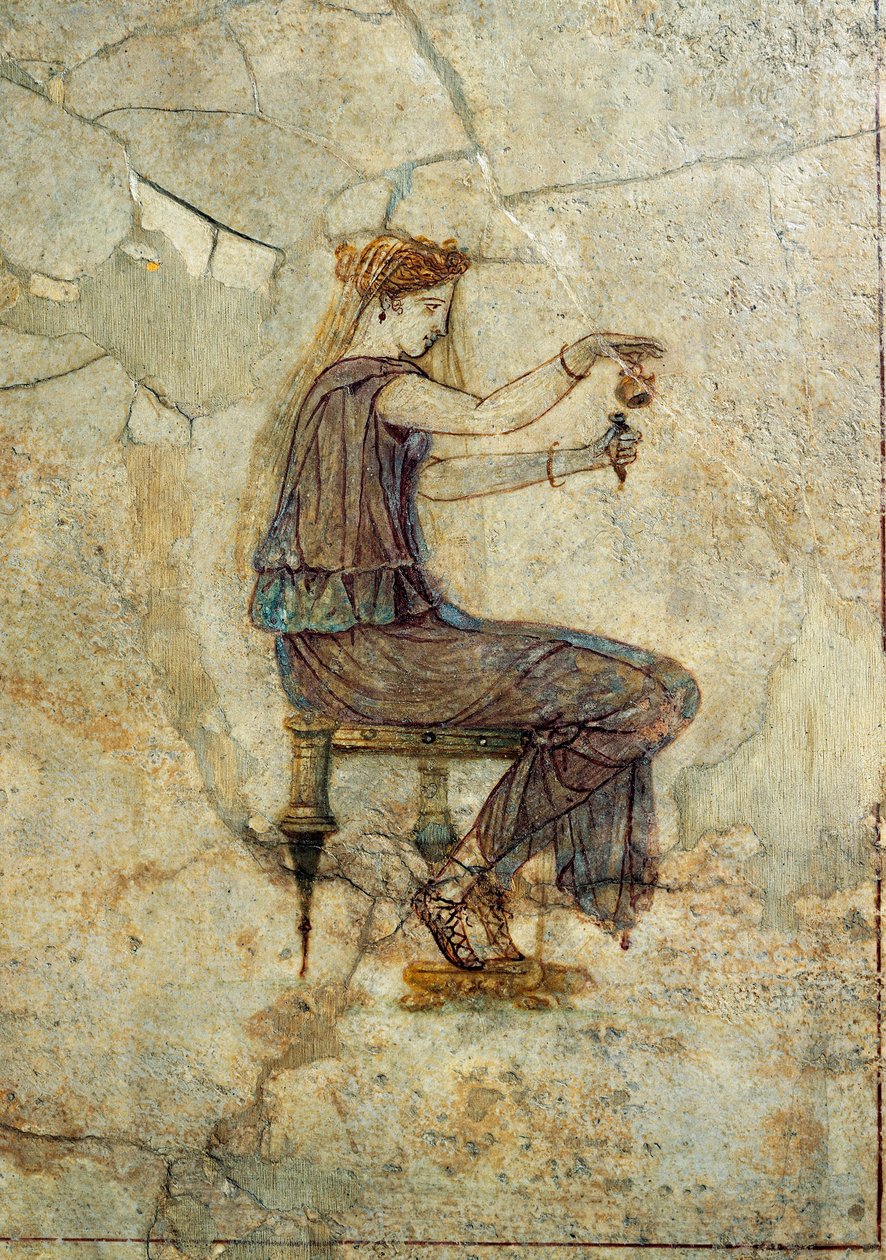 Cywilizacja rzymska, fresk przedstawiający dziewczynę nalewającą perfumy, z Pompejów autorstwa Roman Roman