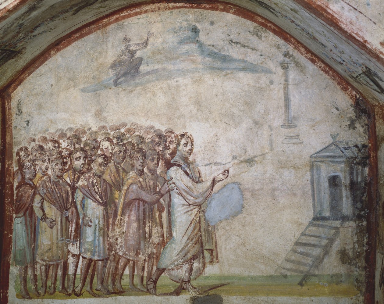 Wskrzeszenie Łazarza, katakumby Via Latina, Rzym autorstwa Roman Roman