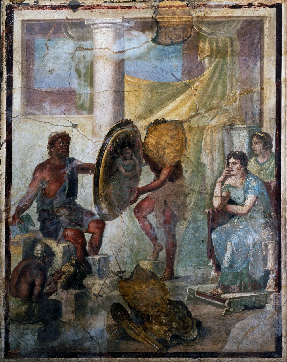 Tetyda i Hefajstos, fresk w III stylu pompejańskim, odkryty w Pompejach (Lista Światowego Dziedzictwa UNESCO) autorstwa Roman Roman