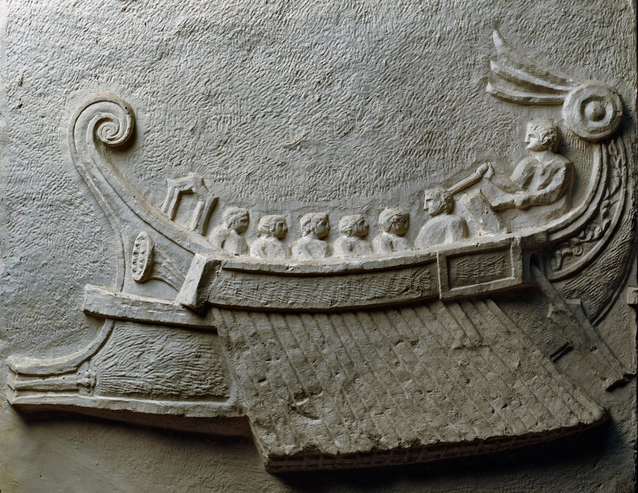 Trirema przewożąca uzbrojonych żołnierzy (niska ulga) autorstwa Roman Roman